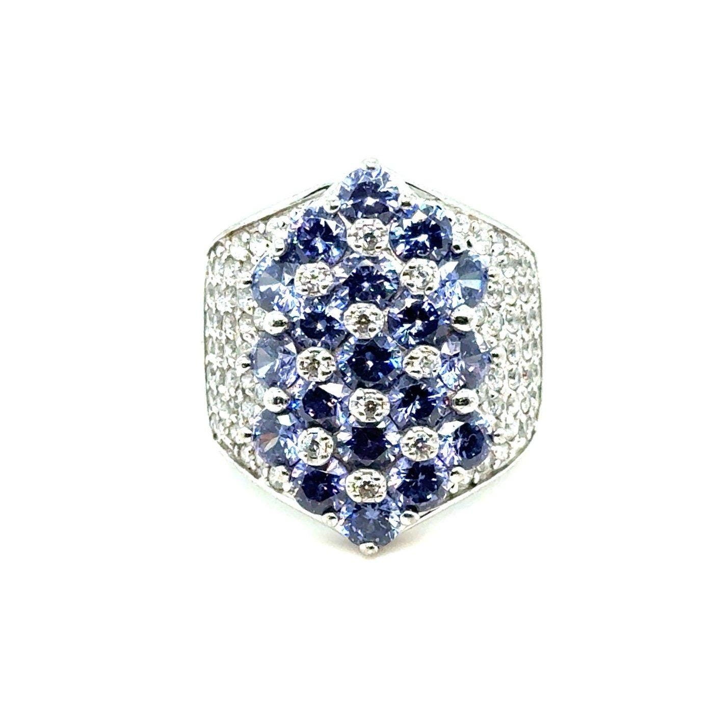 Sterling Silver 925 Tanzanite/Cz Ring