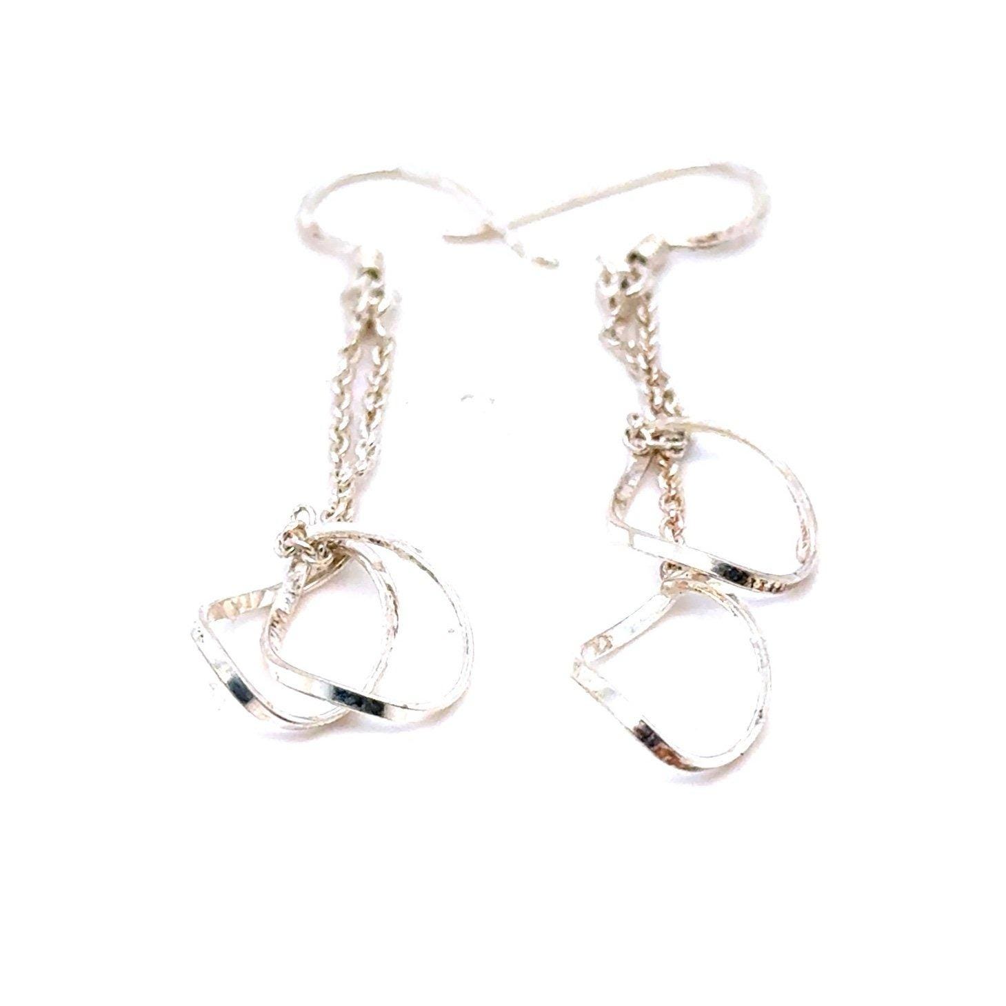 Silver 925 2-Circles Dangle Earrings