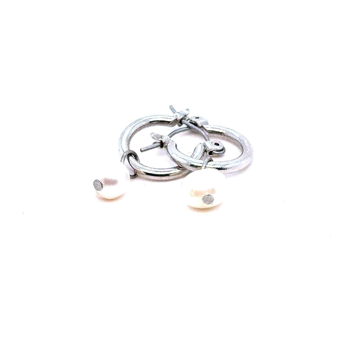 Small Hoops Pearl Earrings