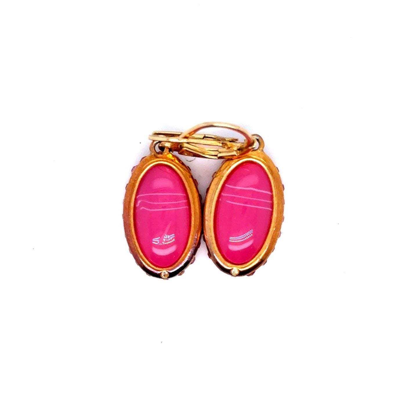Pink Stone Dangle Earrings