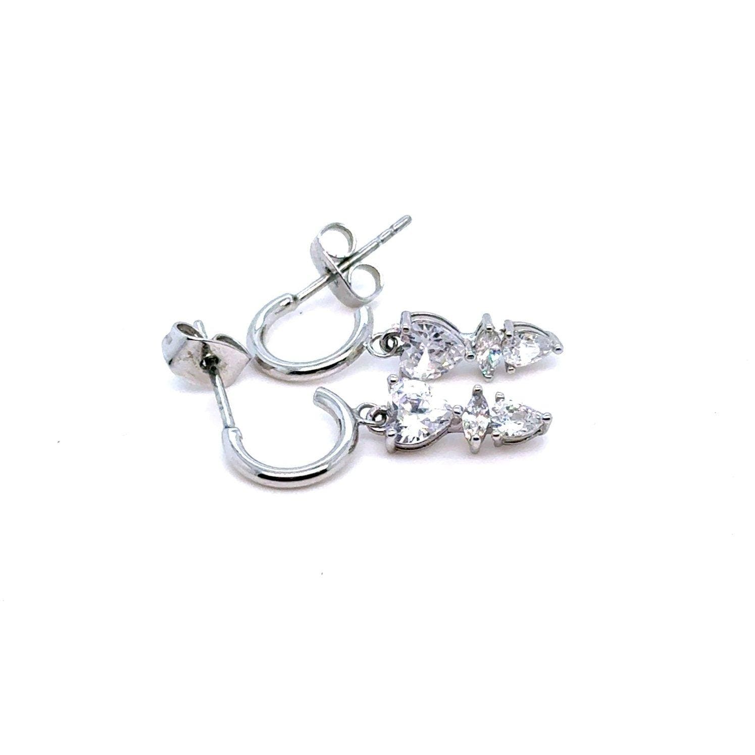 Heart Shaped Cz Dangle Earrings