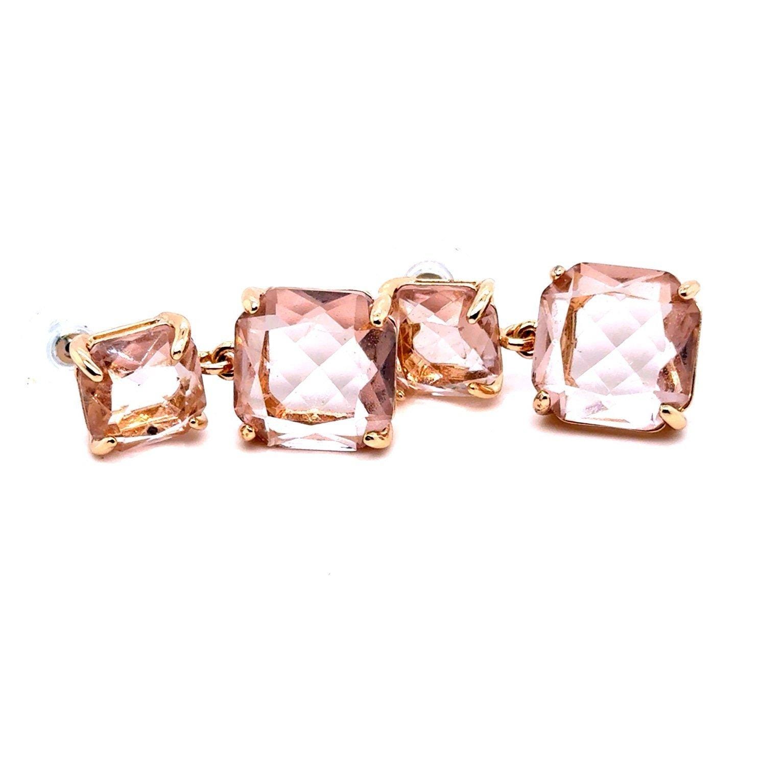 Rose Gold Morganite Colored Stones Earrings