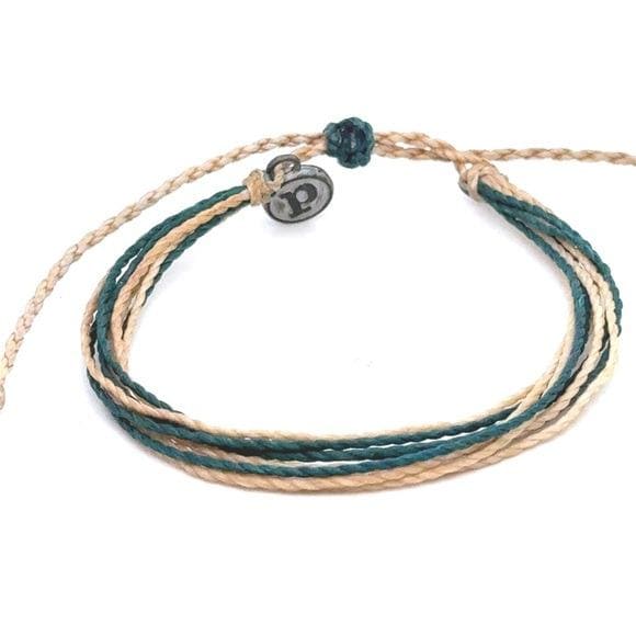 Pura Vida Teal & Cream Braided Adjustable Bracelet