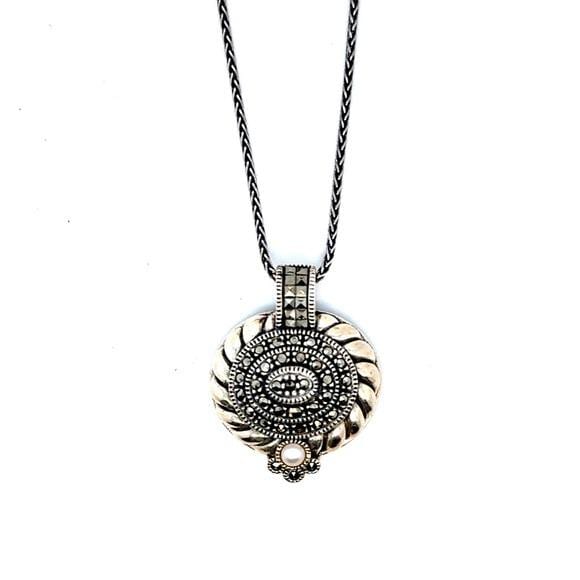 Judith Jack Silver-Tone Filigree Medallion Pendant Necklace