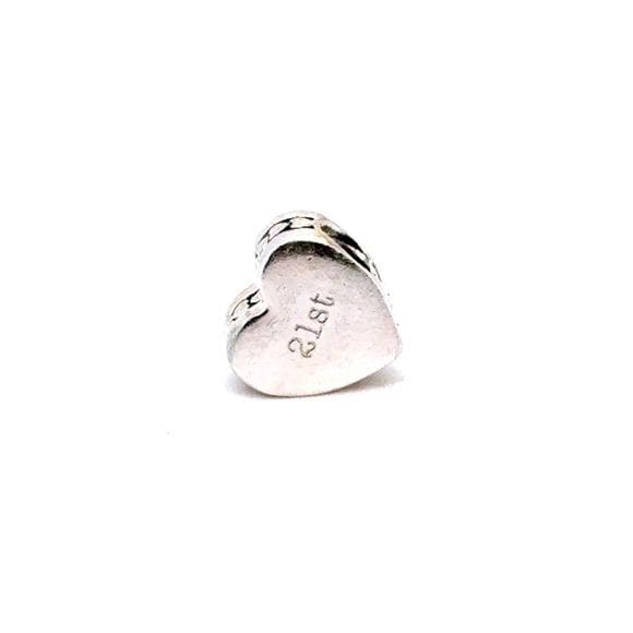 Pandora Silver Heart '21st' Charm Bead