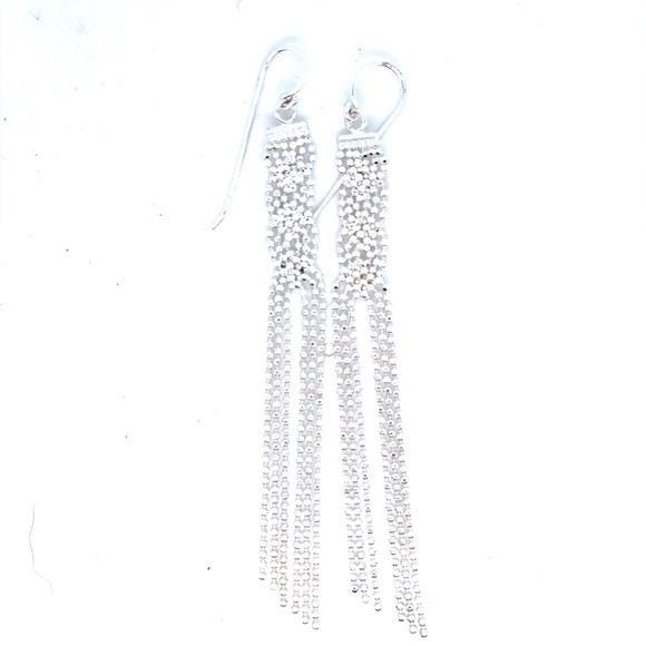 Elegant Silver Tassel Drop Earrings - Women Jewelry