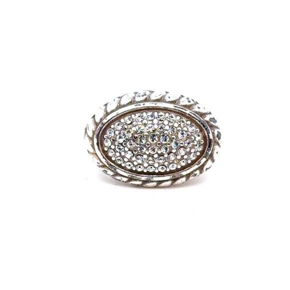 Brighton Silver-Tone Oval Crystal Ring