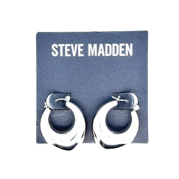 Steve Madden Silver Sculpted Hoop Earrings