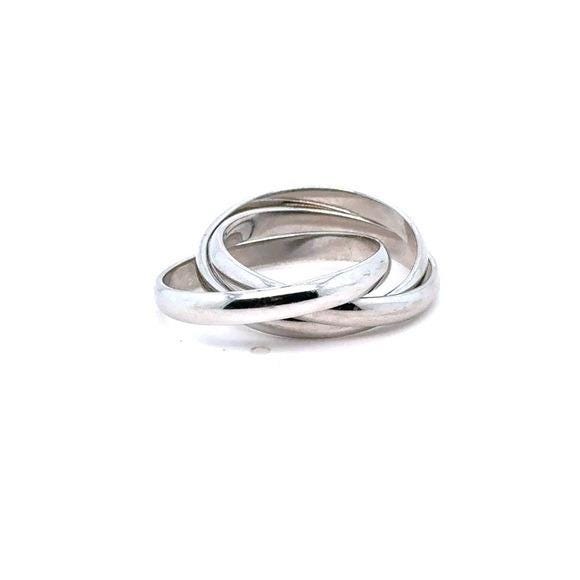 Classic Interlocking Silver Band Ring - Women's Jewelry