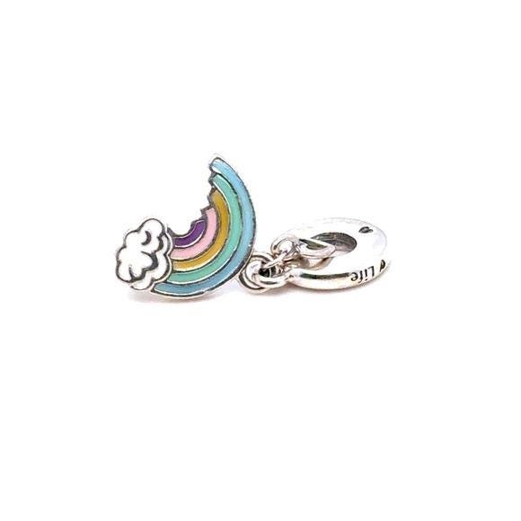 Pandora Rainbow Cloud Enamel Dangle Charm in Blue, Purple, Yellow, Pink
