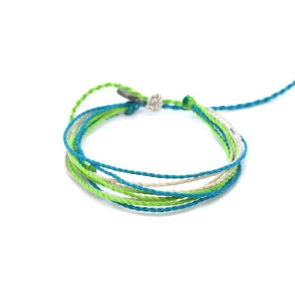 Pura Vida Blue, Lime and Cream Wrap Bracelet