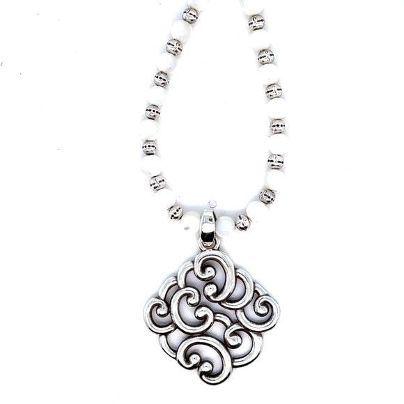 Brighton Swirl Pendant Necklace - White Beaded Women’s Jewelry