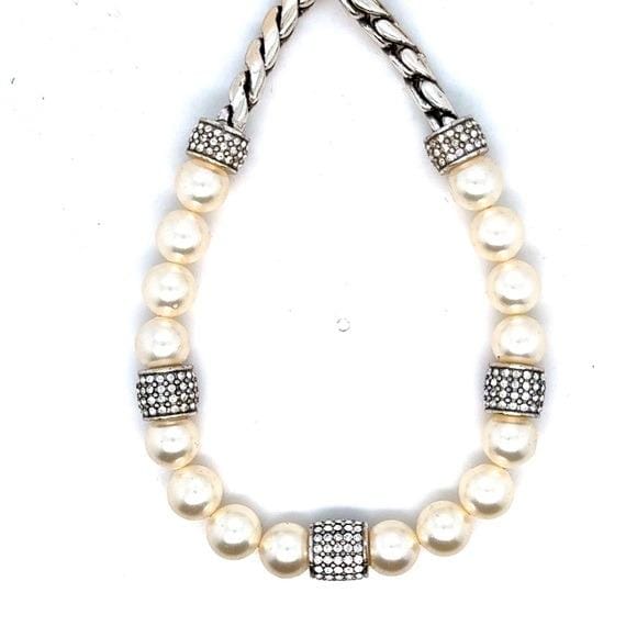 Brighton Pearl Necklace with Silver Station Crystal Spacers