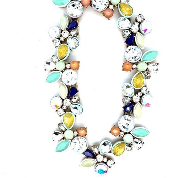 J. Crew Multicolor Crystal Floral Statement Necklace