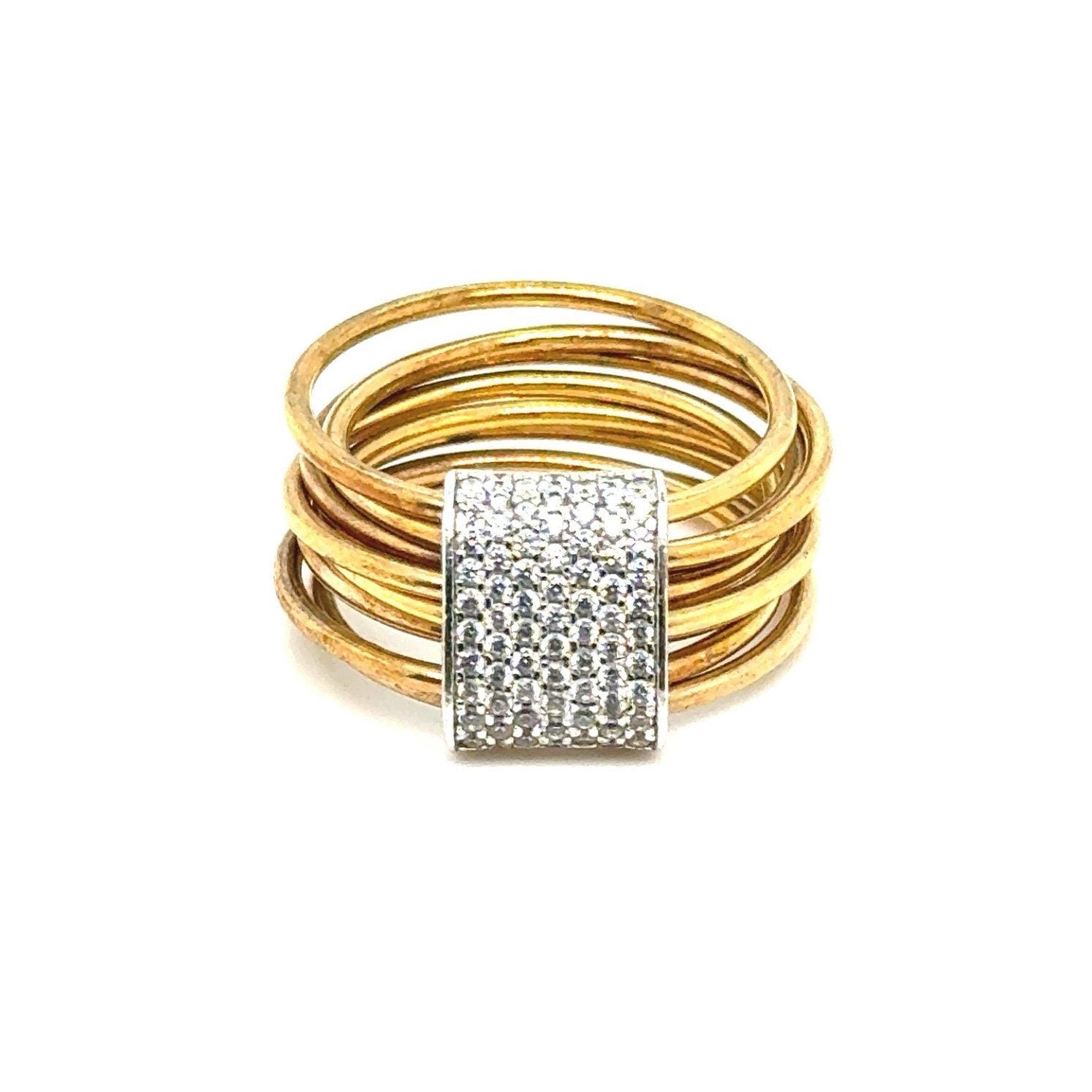 925 Gold Vermeil Pave Cz Multi Circle Rings