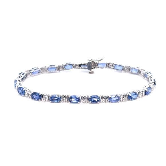 10K White Gold Blue Sapphire Tennis Bracelet