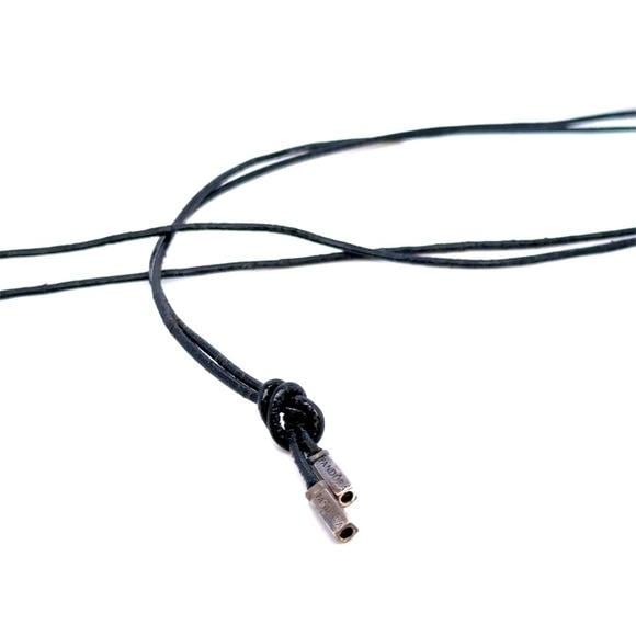 Pandora Black Leather Cord Necklace with Metal Tips