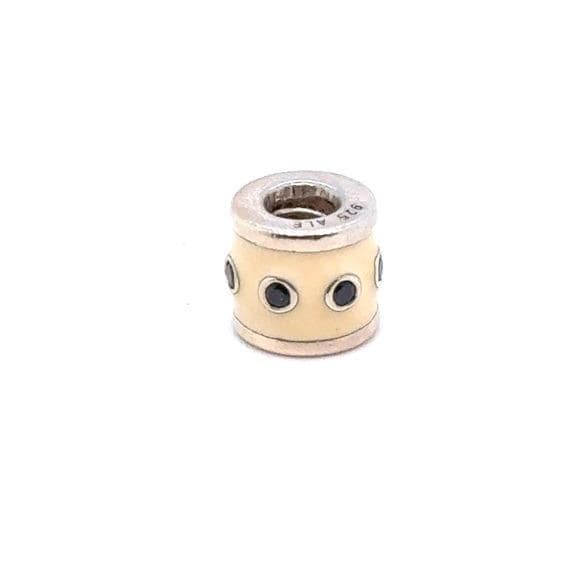 Pandora Cream Enamel Spacer Charm with Black Dot Accents