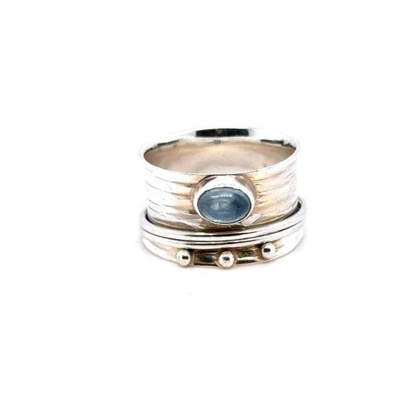 Sterling Silver Blue Stone Spinner Ring