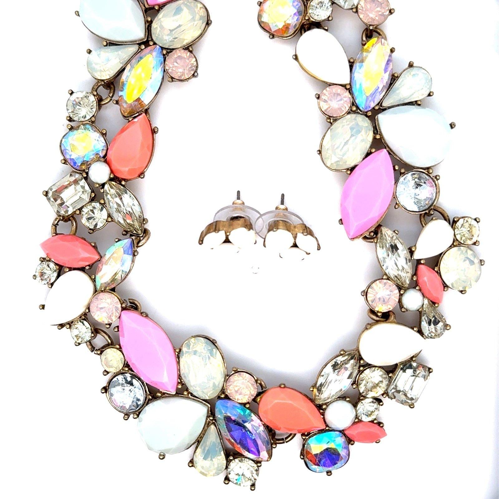 J.Crew Multicolor Multi Stones Necklace & Stud Set