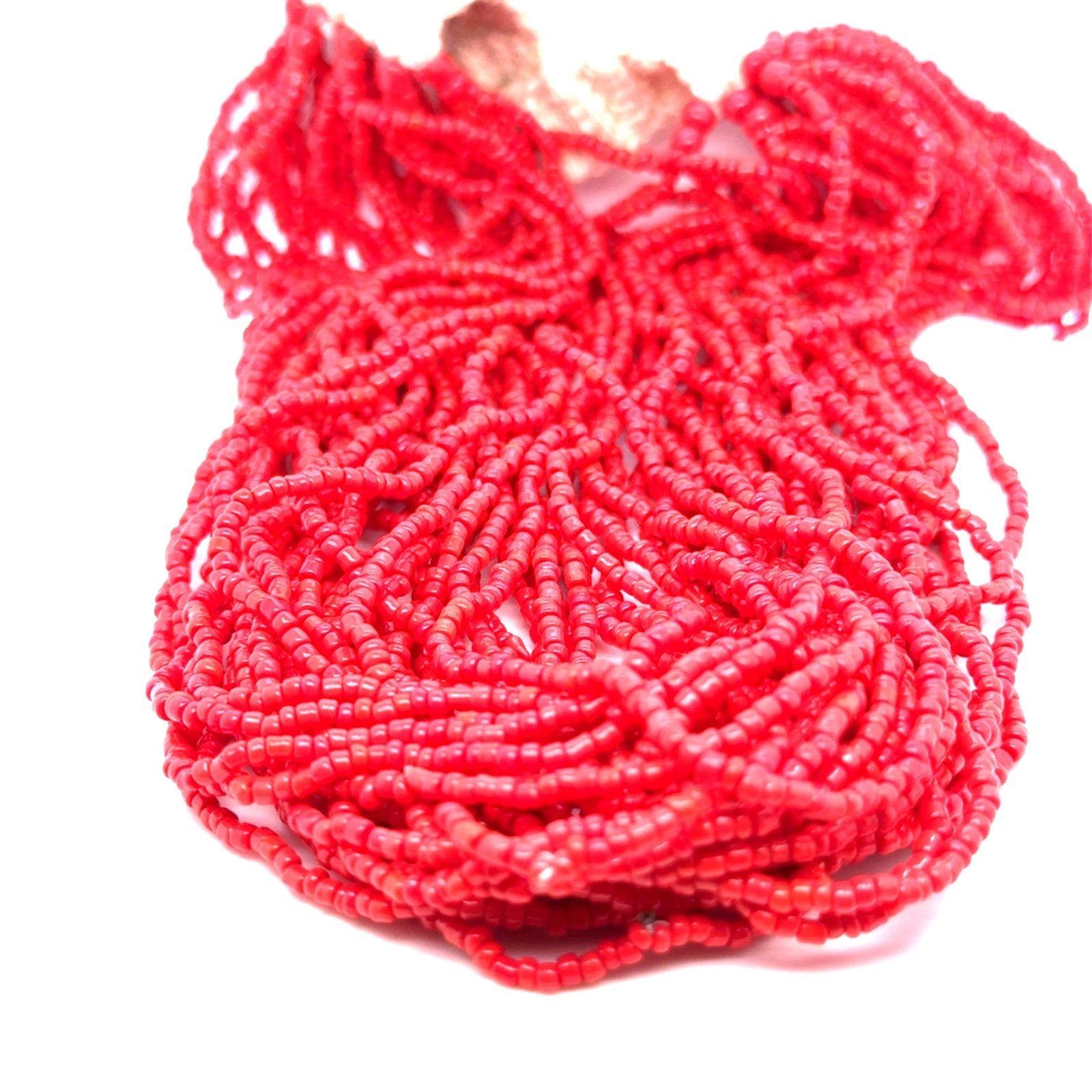 Multi-Strand Red Beaded Necklace