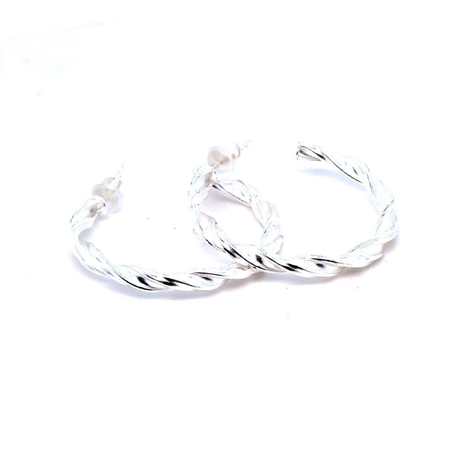 Sterling Silver 925 Twisted Hoop Earrings
