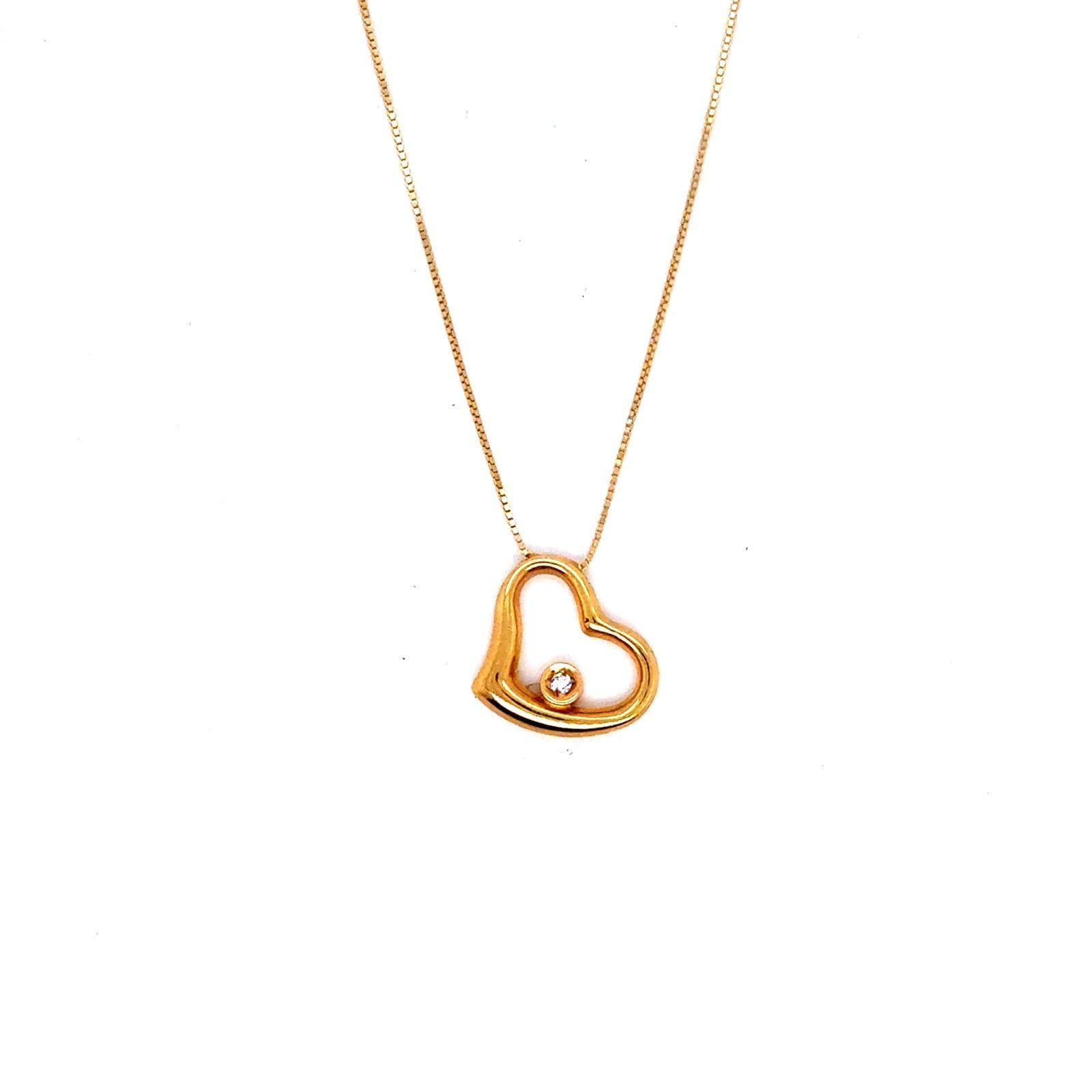 Delicate 18K Gold Diamond Heart Necklace