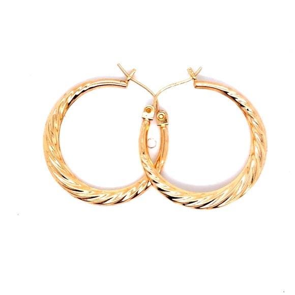 14K Gold Twisted Hoop Earrings - Women Jewelry