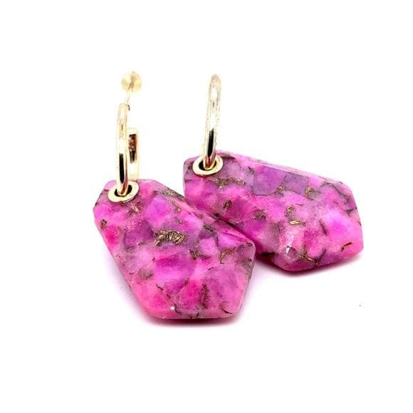 Kendra Scott Pink Mosaic Drop Hoop Earrings