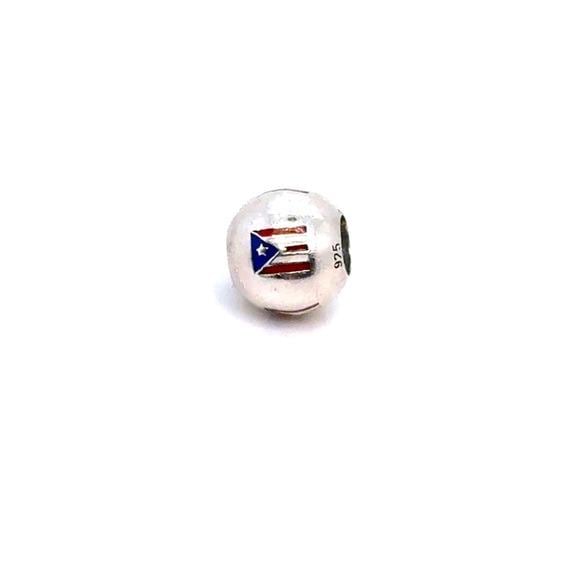 Sterling Silver Enamel Puerto Rico Flag Charm Bead