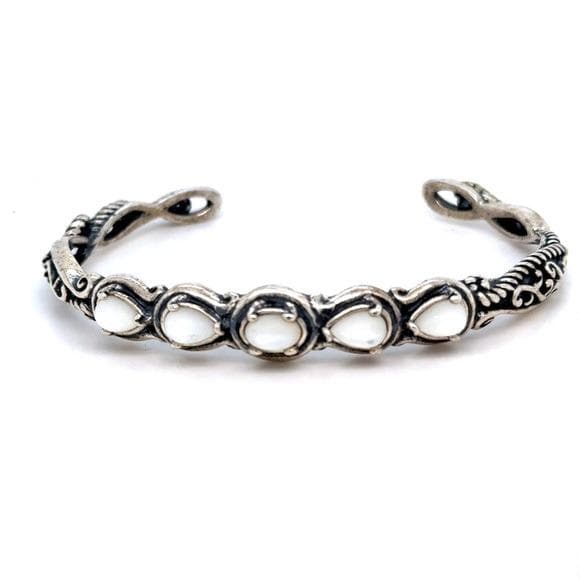 Carolyn Pollack Silver Cuff Bracelet with White Mother Of Pearls