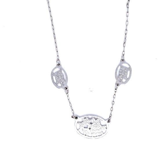 Avon Silver Floral Cutout Triple Oval Necklace