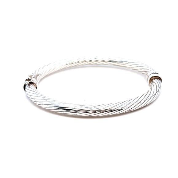 Sterling Silver Twisted Cable Bangle Bracelet - Silver