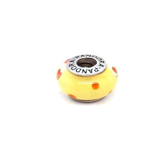 Pandora Yellow Glass Bead with Orange Dots