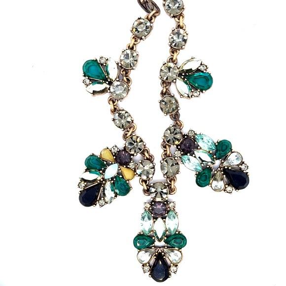 J.Crew Statement Multi-Gem Teardrop Necklace in Green and Blue