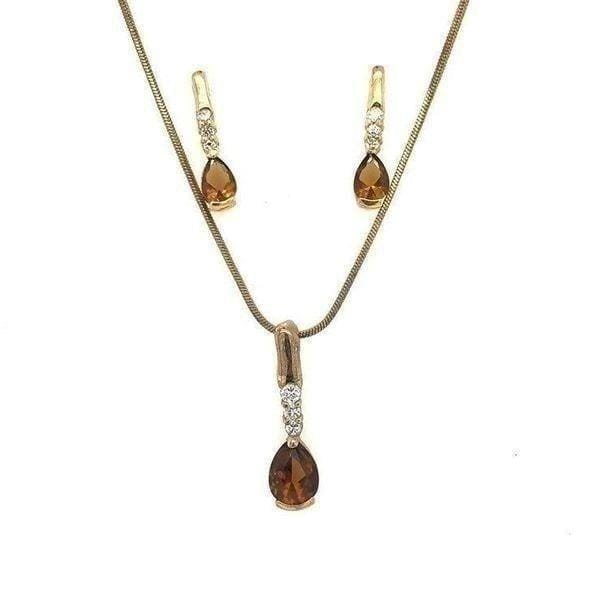 Costume  Smoky Topaz Colored Necklace and Earrings Set