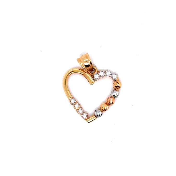 18K Gold Tri-Color Gold Heart Pendant