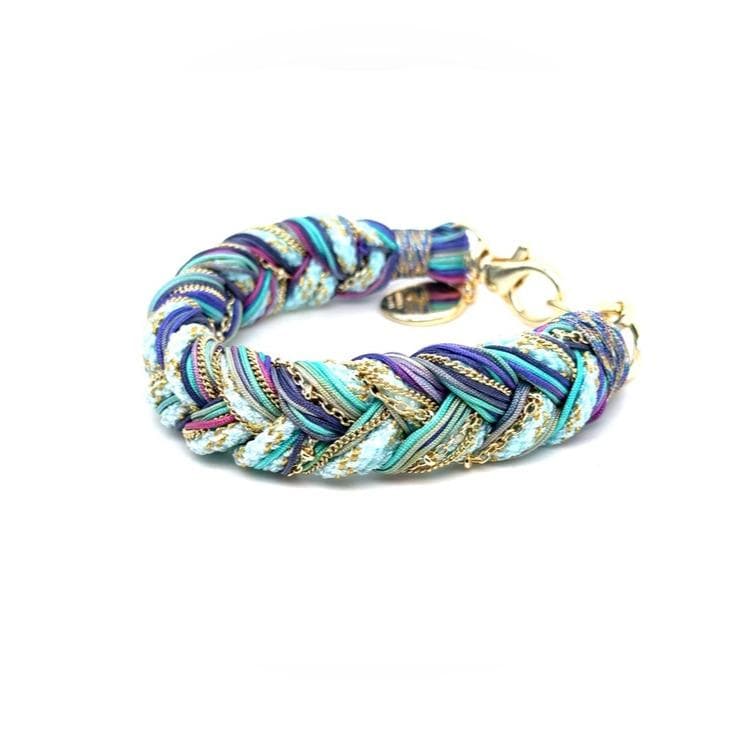 Kendra Scott Masie Braided Multicolor Rope Bracelet with Gold Chain