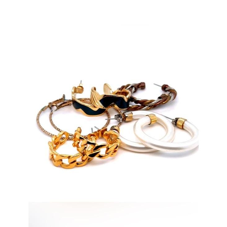 Gold and Black Hoop Earrings
