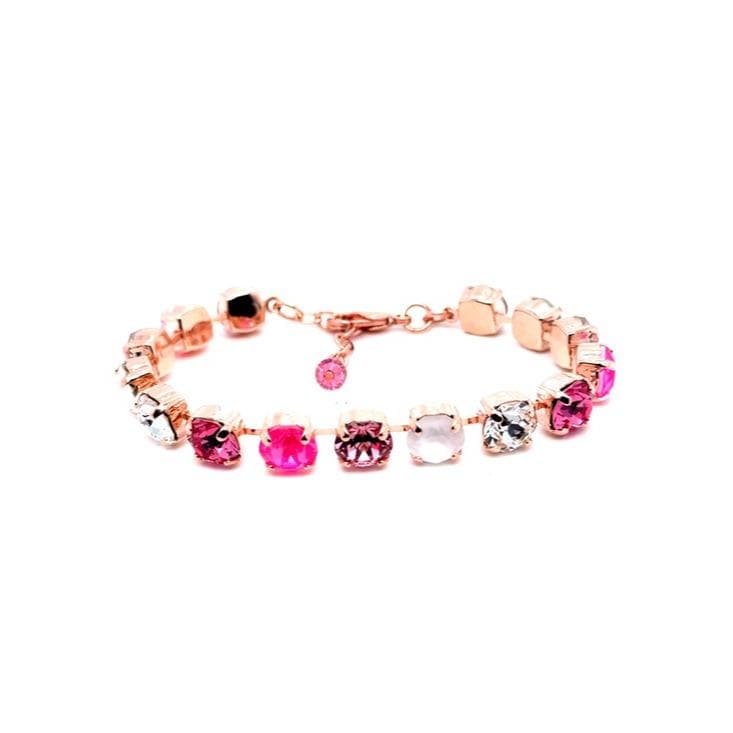 Rose Gold Pink & Clear Crystal Tennis Bracelet (E5)