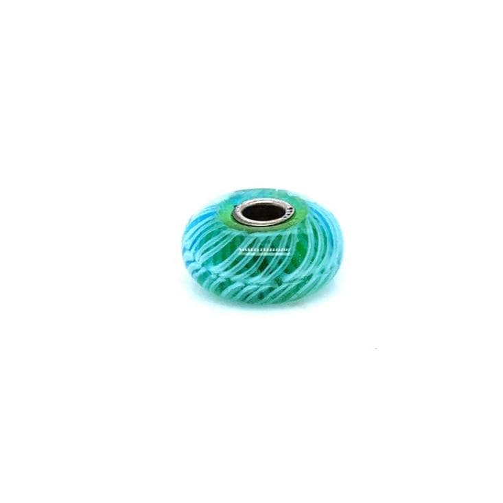 Trollbeads Turquoise Feather Glass Bead
