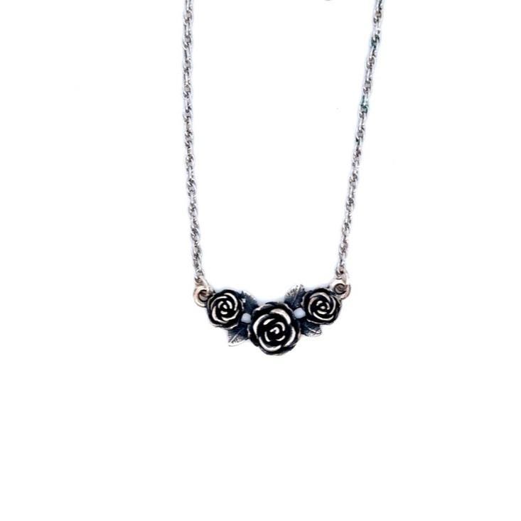 James Avery Silver Rose Trio Necklace