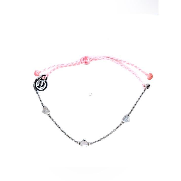 Pura Vida Pink Cord Silver Heart Bracelet