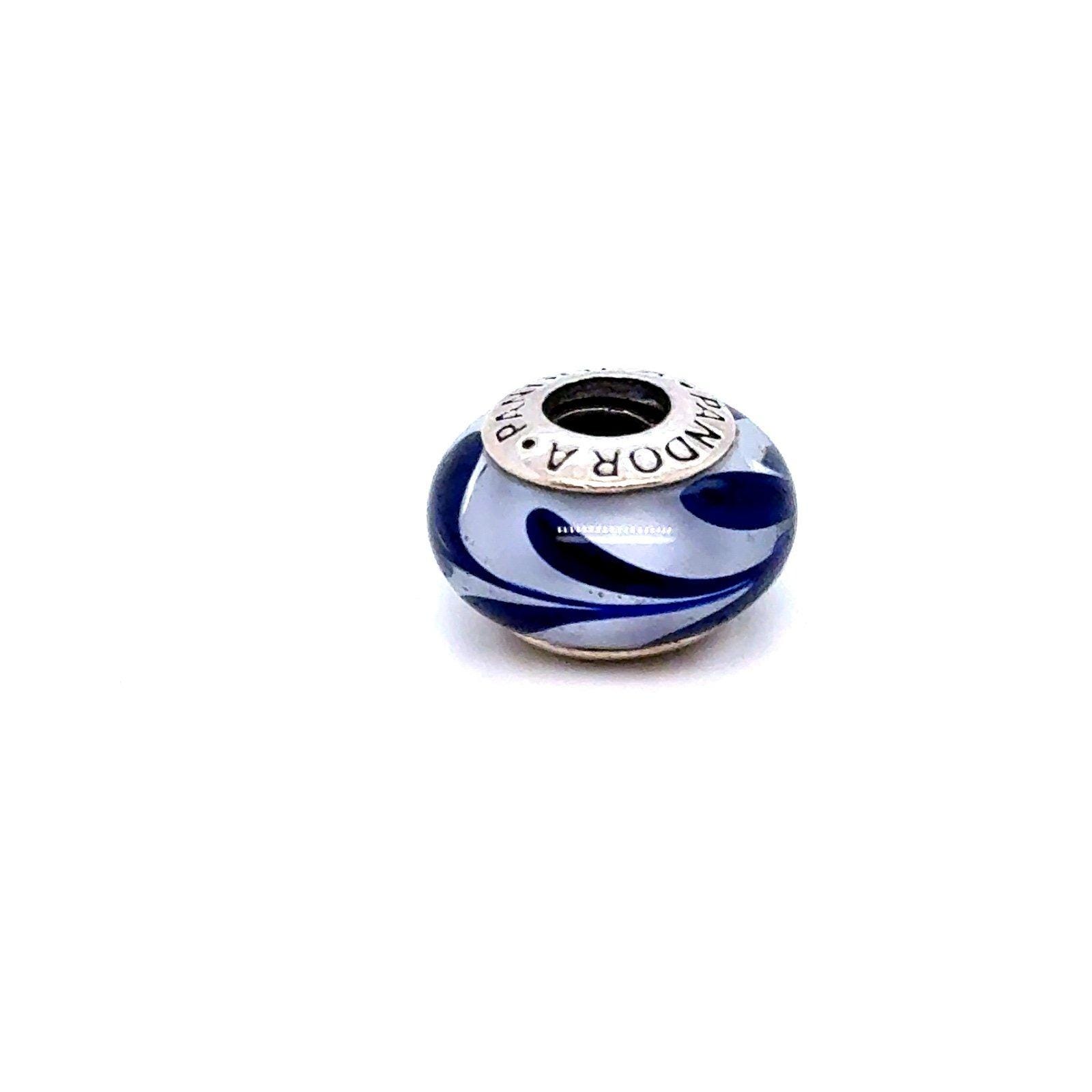 Pandora Blue Swirl Murano Glass Charm