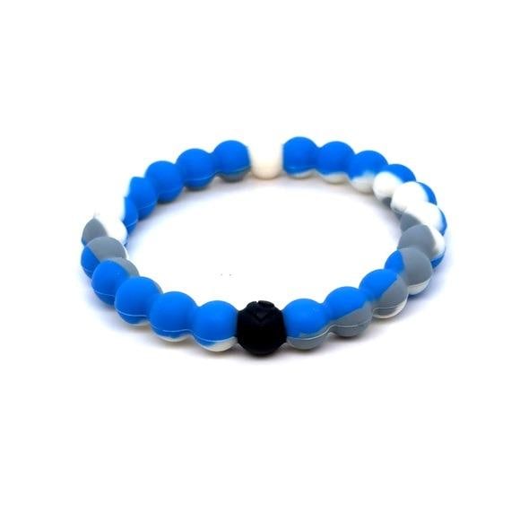 Lokai Beaded Bracelet in Blue, White, Gray, and Black
