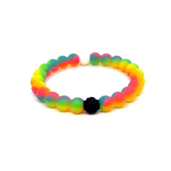 Lokai Neon Rainbow Bead Bracelet with Black Accent