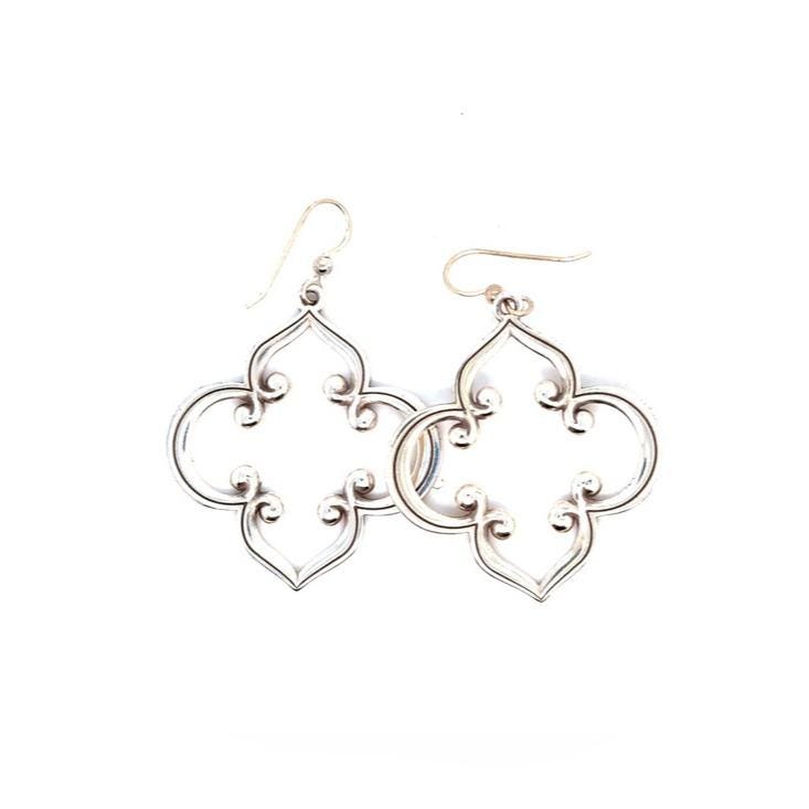 Brighton Silver Quatrefoil Openwork Drop Earrings