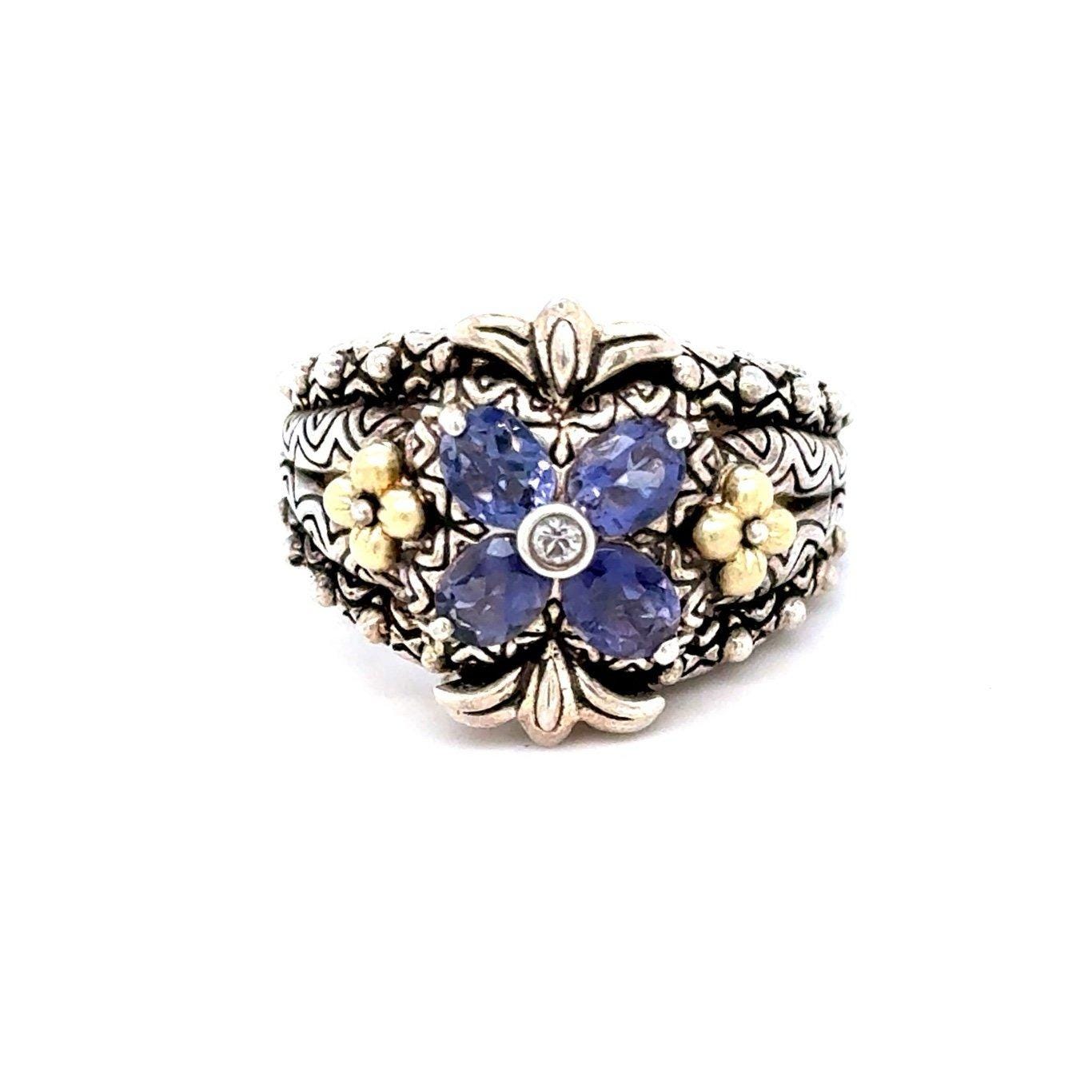 925/18K Barbara Bixby Amethyst Flower Ring