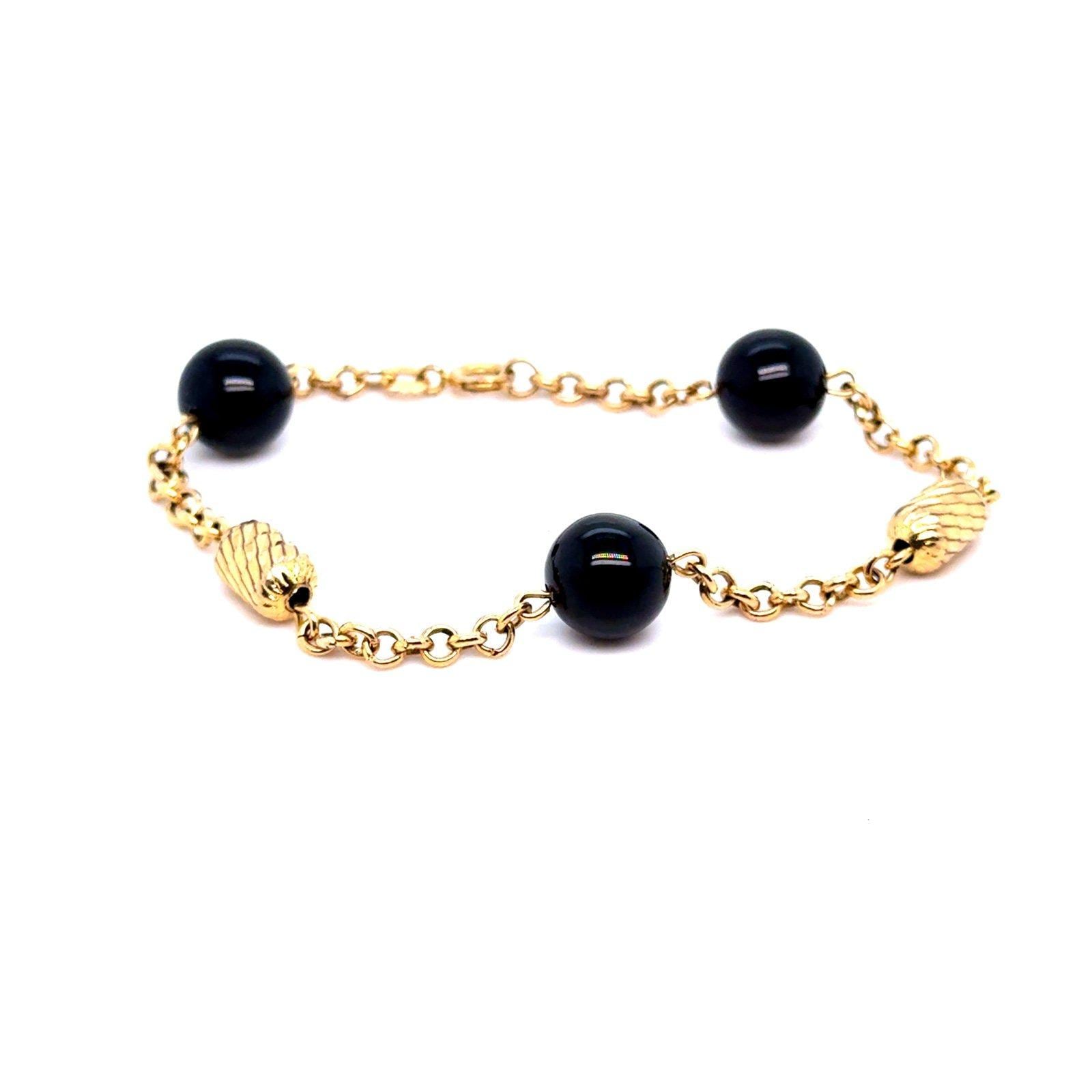 Black & Gold Beads Gold Bracelet (d)