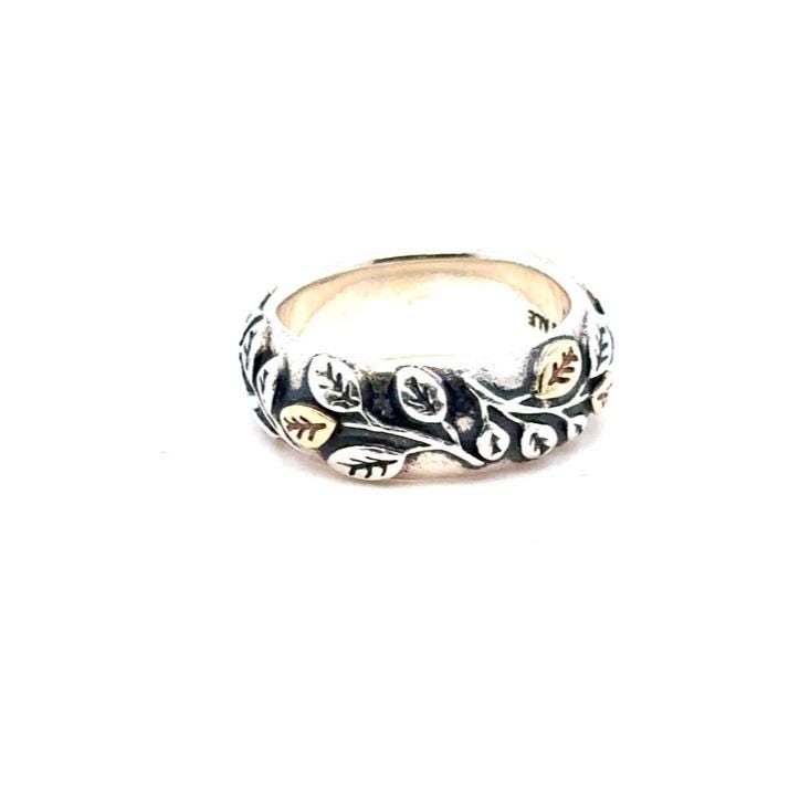 Pandora Two-Tone Leaf Vine Ring in Silver and Gold